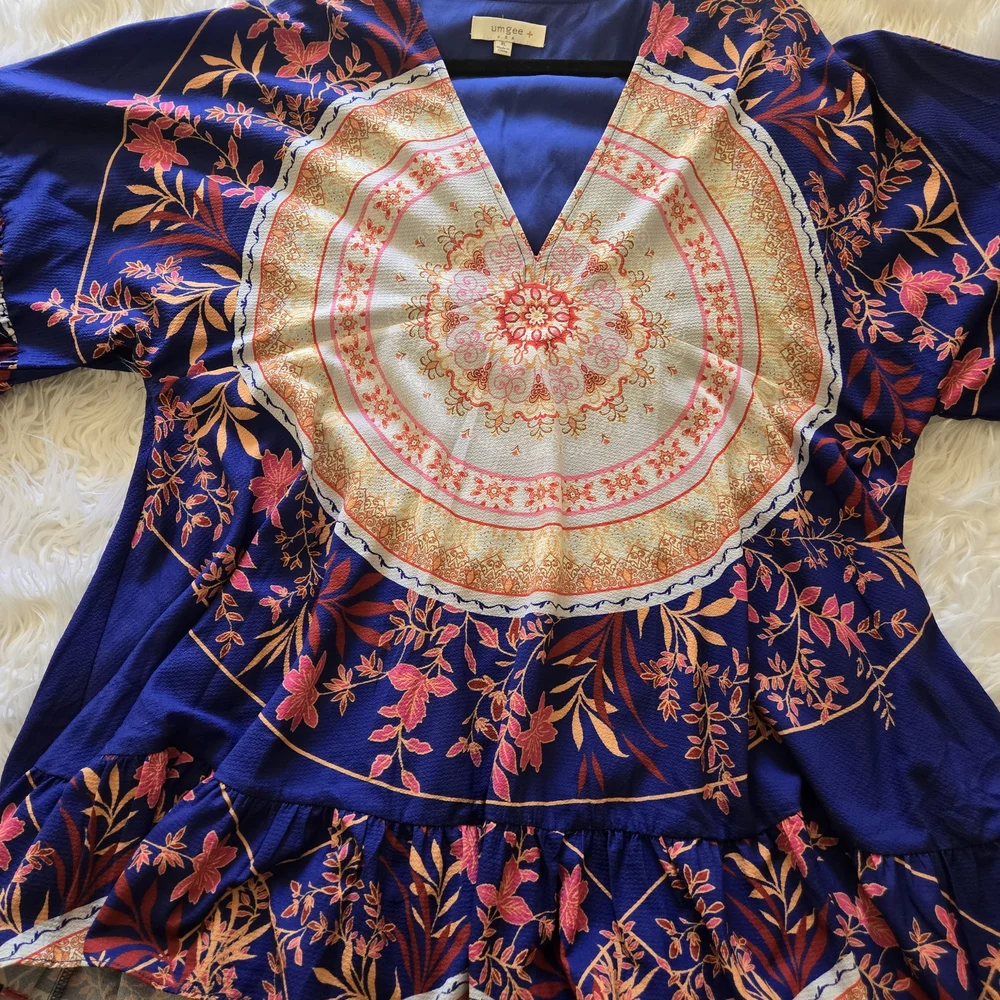 Anthropologie Blue and Pink Floral Tunic - Picture 4 of 13